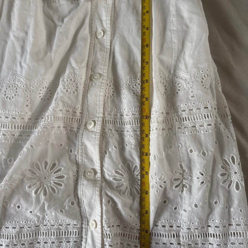 Veronica Beard Bettina White Eyelet Shirt Dress Mini Preppy Chic Size 0 - Picture 8 of 9